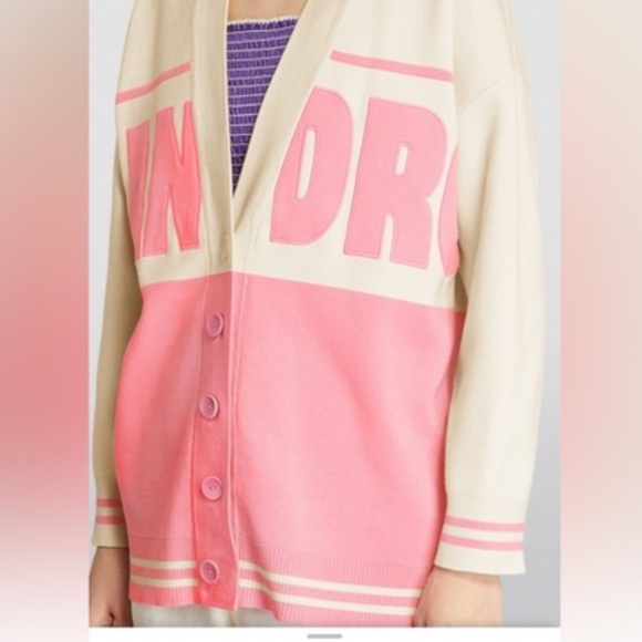 Sandro Benidorm Oversized Logo Applique Color Block Cardigan size M - Picture 2 of 5